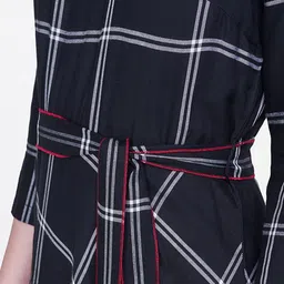 AND Women Black & White Checked A-Line Mini Dress image 3