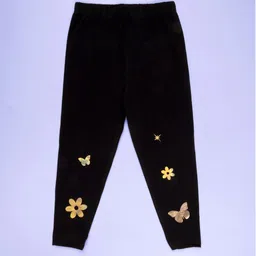 KiddoPanti Girls Flower And Butterfly Badges Skinny-Fit Cotton Ankle Length Leggings-picture-17
