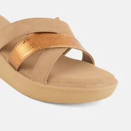 DressBerry Synthetic Leather Textured Party Wedge Sandals image 2