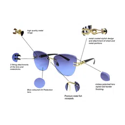 SPADEACES Women Butterfly Sunglasses with UV Protected Lens BLUE BLACK BUTTERFLY -54 image 3