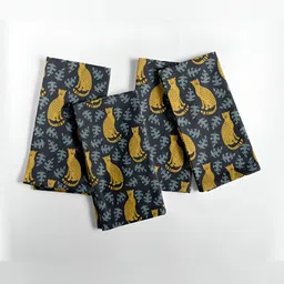 Vargottam 12-Pcs Black & Yellow Printed Cotton Table Napkins-image-5