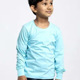Friskers Kids Turquoise Blue Cotton Regular Fit Full Sleeves T-Shirt-image-8