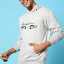 Campus Sutra Grey Cotton Regular Fit Printed Hooded Sweatshirt-picture-17