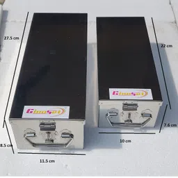 ginoset Stainless Steel Locker Boxes Jewellery Boxes Cash Peti Set (Multi_Pack of 2) Size - 8 Inch, 10 Inch With Laser Printed Design (Steel) image 5