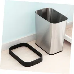 Amosfun Rectangular Trash Can Rubbish Bucket Kids Room Decor Trash Bin Waste Container Waste Paper Basket Waste Bin Trash Can Dispenser Trash Holder Trash Rack Car Office Stainless Steel image 2