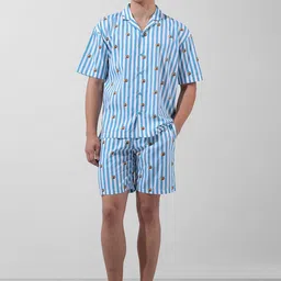 The Indian Garage Co Men Striped Pure Cotton Night Suits-image-59