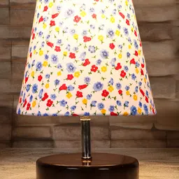 Devansh Cotton Round Brown Wood Table Lamp - Multicolor-picture-21