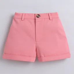 Aww Hunnie Cotton Twill Solid Shorts - Peach-picture-20