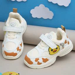 TRUFFLE COLLECTION Duck Patch Embroidered Mesh Detailed Velcro Closure Sneakers - White-picture-24