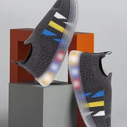 PASSION PETALS Colour Blocked Mesh Detailed LED Slip On Shoes - Grey-picture-16