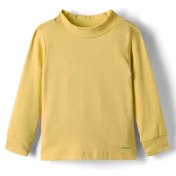 Smarty Girls Fleece Knit Full Sleeves Solid Color Winter T-Shirt - Yellow-picture-15