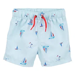 Carter's Sailboat Rash Guard Top & Shorts Swim Set - Red image 3