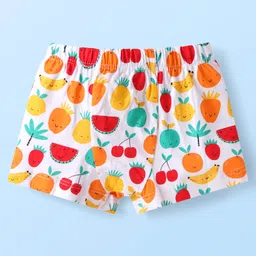 Babyhug 100% Cotton Knit Trunks with Stripes & Fruit Prints Pack of 3 - Yellow & Red image 2
