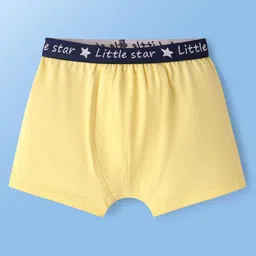 Babyoye Cotton Elastane Knit Trunks with Animal & Text Print Pack of 3 - Yellow White & Blue image 2