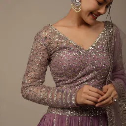 ETHNIC PLUS Embellished Sequinned Ready to Wear Lehenga & Blouse With Dupatta image 5