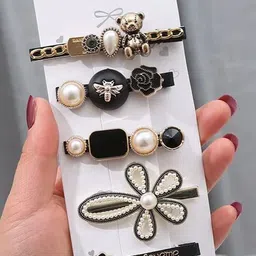 MADHAVWATCH Women Set of 5 Beaded Tic Tac Hair Clip image 4