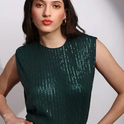 Globus Embellished Sequinned Round Neck Party Top-picture-25