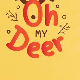 FFlirtygo Christmas Theme Cotton Half Sleeves Oh My Deer Printed Onesie - Yellow image 4