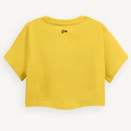 Guugly Wuugly Pure Combed Cotton Half Sleeves Solid Skin Friendly Crop Top - Mango Yellow image 4