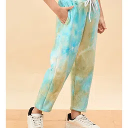 StyloBug Fleece Knit Tie & Dye Winter Track Pants - Green image 4