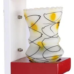 1ST TIME Red & White Colourblocked Wood Contemporary Rectangle Shaped Wall Lamp image 5