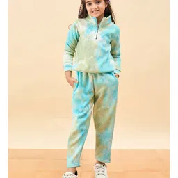 StyloBug Fleece Knit Tie & Dye Winter Track Pants - Green image 5