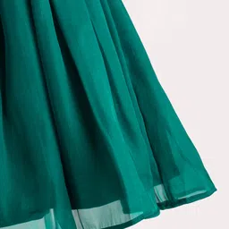 Bluebell Tissue Sleeveless Party Frock With Floral Corsage - Green image 5