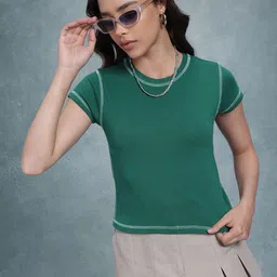 The Roadster Life Co. Women Contrast Stitch T-shirt-image-76