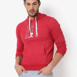 Campus Sutra Maroon Cotton Regular Fit Printed Hooded Sweatshirt-picture-23
