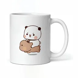 Mr UVD White & Brown Graphic Printed Ceramic Glossy Mug - 350 ml-picture-31