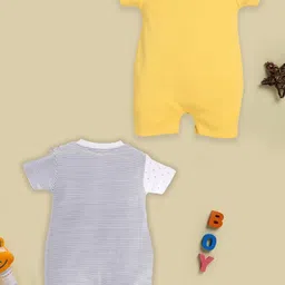 BABY GO Infant Boys Pack Of 2 Printed Pure Cotton Rompers image 3