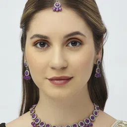 VATSALYA creation Alloy Gold- plated Purple Jewellery Set-picture-21