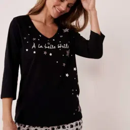 La Vie En Rose Black Cotton Printed T-Shirt-picture-35