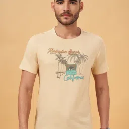 Urban Ranger by Pantaloons Light Beige Cotton Slim Fit Printed T-Shirt-picture-45