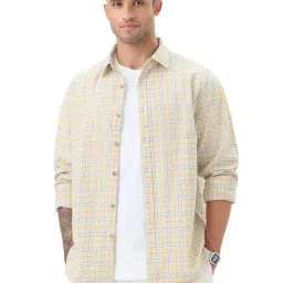 The Souled Store Cotton Linen Checks: Ochretone Cotton Linen Shirts-picture-32