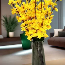 Akaar Yellow 3 Pieces Blossom Artificial Flower image 1
