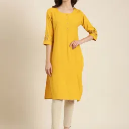 showoffff SHOWOFF Yellow Cotton Regular Fit Kurta-picture-42