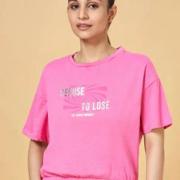 Ajile by Pantaloons Pink Cotton Printed Sports T-Shirt-picture-12