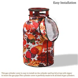 HOMESTIC 2Pcs White & Red Printed Dust-Proof Cylinder Cover With Zip Closure image 4