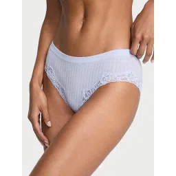 victoria's secret intimates Victoria's Secret Seamless Rib Lace-Trim Hip Hugger Panty Purple image 1
