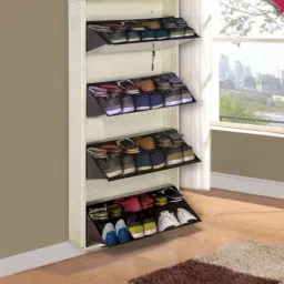 Delite Kom Double-Decker Powder Coated Coffee Wall Mounted Metal Shoe Rack (8 Shelves DIY)-image-8