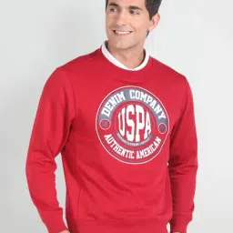 U.S. Polo Assn. Denim Co. Maroon Cotton Regular Fit Printed Sweatshirt-image-43