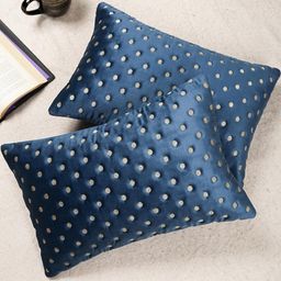 TANLOOMS Blue And Gold Velvet Rectangle Cushion Cover-picture-19