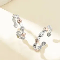 Touch925 925 Silver Dual Tone Floral Designer Toe Ring-picture-39