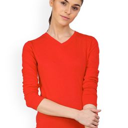 appulse Women Red Solid V-Neck T-shirt-picture-24
