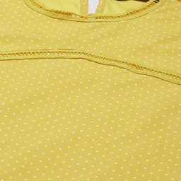 SASSAFRAS Yellow & White Crepe A-Line Dress image 4