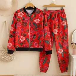 AUSTIVO Printed Mandarin Collar Sweatshirt With Trousers-picture-23