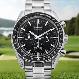 QORUM INDIA Men Dial & Stainless Steel Bracelet Style Straps Analogue Chronograph Watch G102 Monaco-Black-image-34