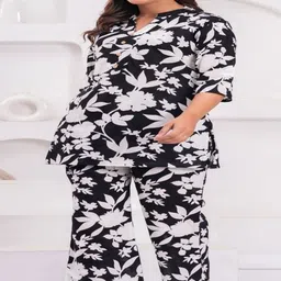 Queens Closet Printed Pure Cotton Mandarin Collar Neck Top With Trousers Co-Ords image 5