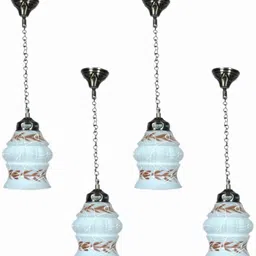 1ST TIME White & Brown 4 Pieces Textured Bell Shaped Hanging Ceiling Lamps-image-41
